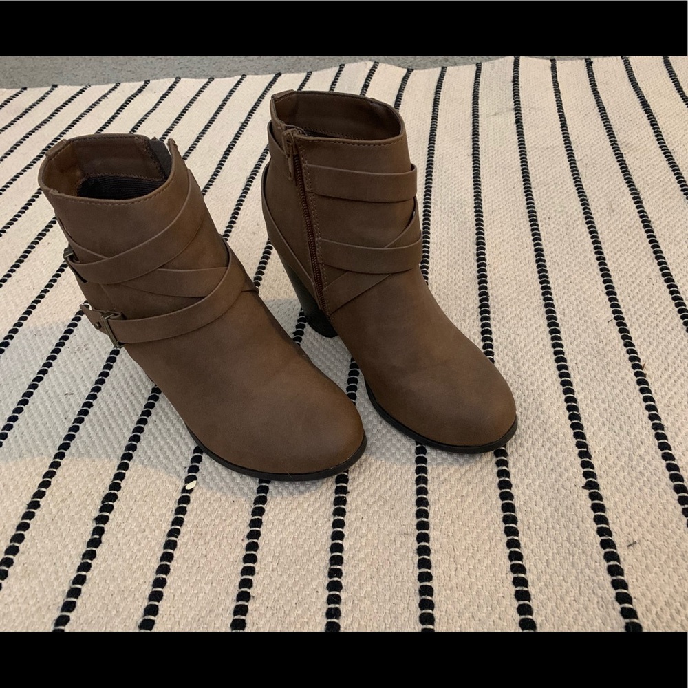 Brown Zip Up Heel Boots